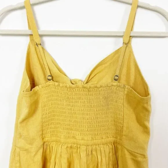 ❤️🔥5 for $25 Hollister mustard yellow linen textured dress bow front small - Picture 7 of 8